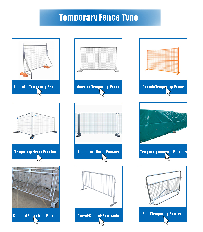 2"/50mm tubing x 2.00mm frame H6’/1830mm*9’W/2740mm canada construction temp fence panels 4"x12"/100m*300mm*3mm dia