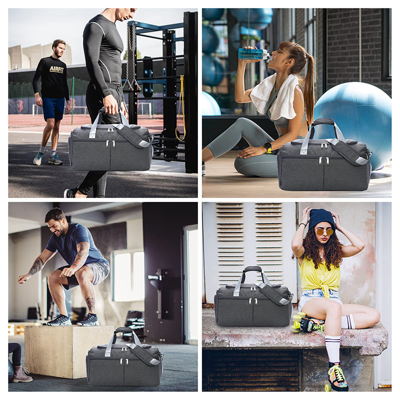 18" Gym Anti Theft Travel Bag Duffle Bag With Shoe Compartment Wet Pocket