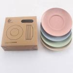 Wholesale Custom Biodegradable Wheat Straw Colorful Round Dinner Plates Cutlery