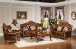 Luxury classic antique European style living room furniture solid wood leather