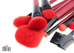 Red Natural Synthetic Hair Makeup Brushes Professional Makeup Brush Kits