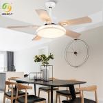48W 52 Inch LED Metal Wood Ceiling Fan Light Downrod Mounting