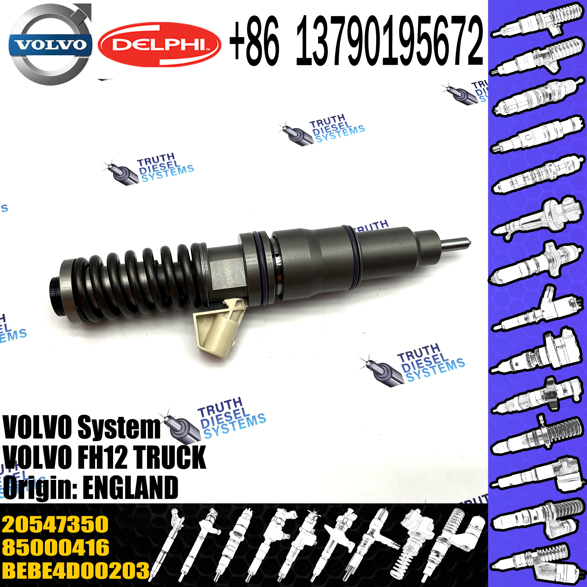Direct Sale Diesel Fuel Injector 20547350 85000416 EX631016 BEBE4D00203 For VOL FH12 TRUCK