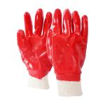 Red PVC Work Gloves Waterproof Safety Gloves Liner PVC Coated Chemical Resistant