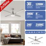 110V Iron Blades Dimmable Ceiling Fan 52 Inch With AC Motor