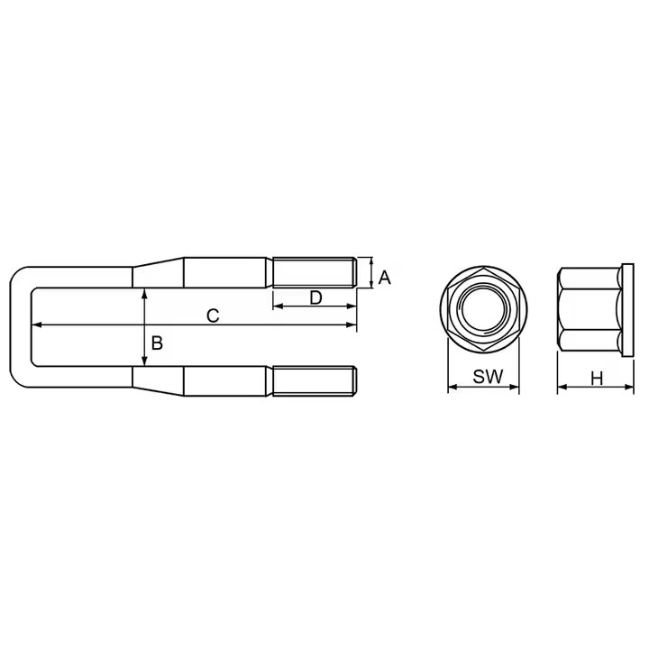 High-Strength U Bolts Q345B/40Cr/45 Steel Customizable Size