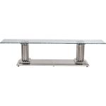 Modern 201 Stainless Steel TV Stand No Folded With 15mm Tempered Glass Top