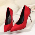 ZM012 Pointed Toe High Heels Super High Heel Suede Wedding Shoes Temperament