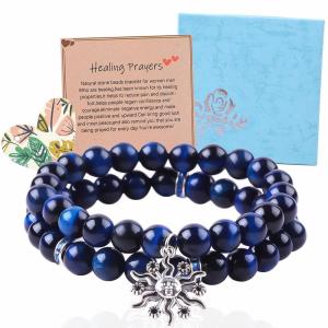 Wholesale Elastic Round Dark Blue 8mm Tiger Eye Gemstone Bracelet Healing Energy Charm Jewelry from china suppliers