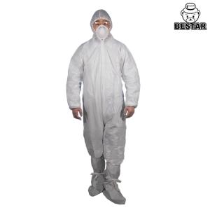 Wholesale White Disposable Protective Coveralls With Hood Spp PE Coating For Food Industry from china suppliers