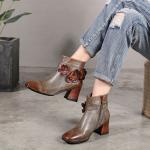 S183 Factory oil wax leather handmade retro women's shoes flower ethnic style