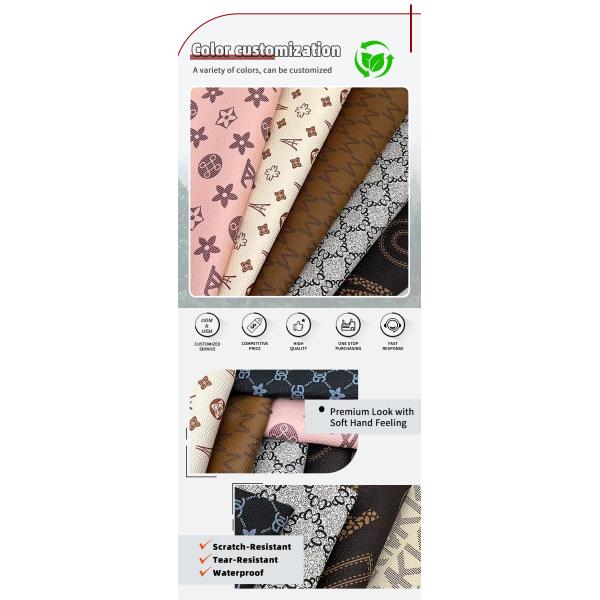 0.5mm Printed PVC Leather Fabric for Bags , Notebooks , Phone Cases