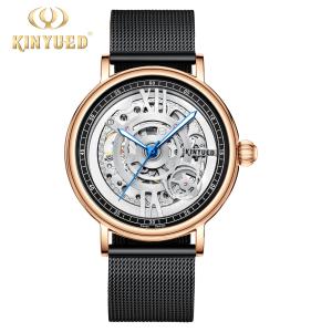 Wholesale KINYUED Brand Full Hollow Surface Skeleton Couples Stainless Steel Strap Watches Waterproof Automatic Mechanical relojes from china suppliers