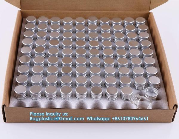100 Sets Small Glass Bottles With Aluminum Cap Screw Top Lids 5 Milliliter Tiny