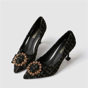 Wholesale ZM022 857-10 Autumn New 2020 Sexy Women'S High Heel Shoes Wholesale Diamond Cat Heel Shallow Shoes from china suppliers