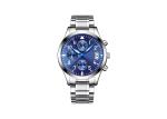 Men'S Chronograph Bracelet Watch , Silver Chronograph Watch Stainless Steel Case
