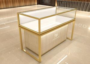Wholesale 3 Color LED Light Golden Jewelry Store Showcases Alloy Display Cabinet from china suppliers