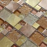 300x300mm glass mosaic tile sheets,aluminum mosaic wall tile,golden color