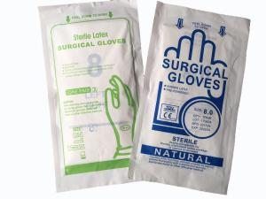Wholesale Disposable latex sterilized surgical gloves,powdered free.White color. One pair/pouch from china suppliers