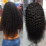 6A Transparent Lace Front Human Hair Wigs Deep Wave Curly
