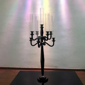 Wholesale 9 Arm Crystal Candelabra Black Candle Stand Wedding Table Centerpieces from china suppliers