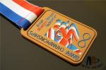 Antique Gold Finish Custom Sports Medals Soft Enamel Medaille With Woven Ribbon
