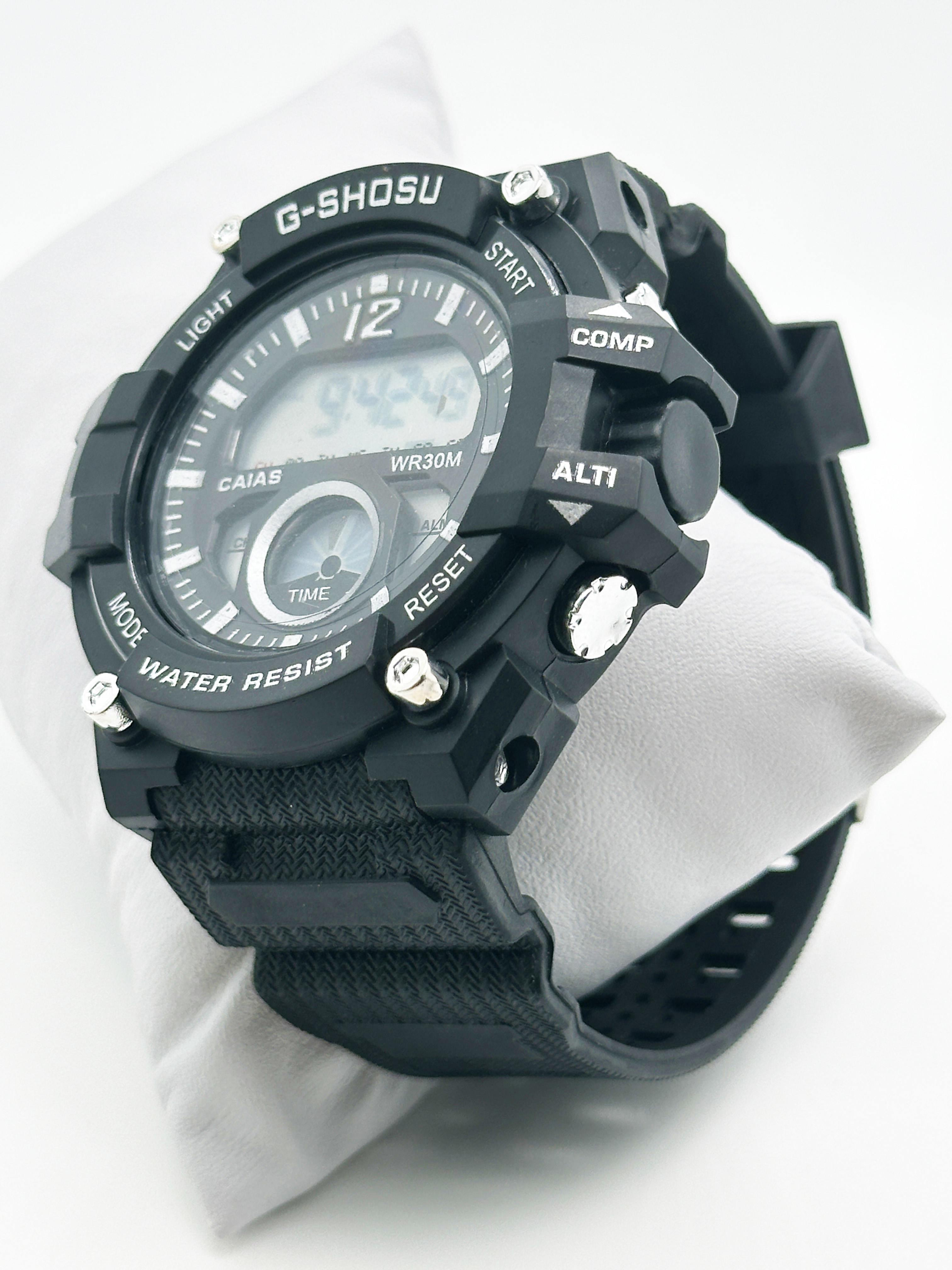 Stainless Steel Case Sport Quartz Light Wrist Watch Round With Digital Display Feature