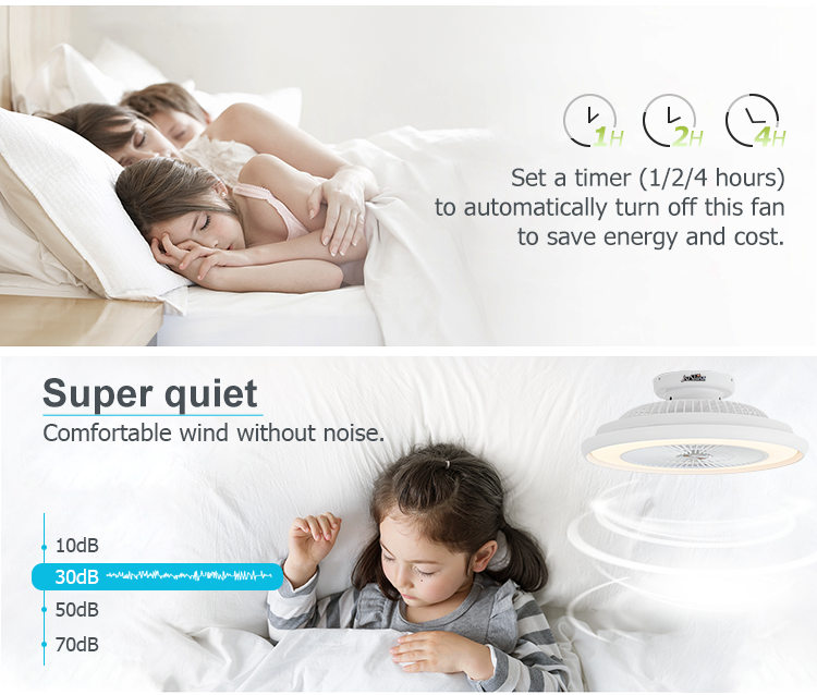 22" Blade Size CB Certificate Smart Remote WiFi Control Round Design LED Ceiling Fan