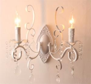 Wholesale classic vintage candle wall light black wrought iron body crystal deco wall mount light (WH-VR-99） from china suppliers