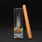 8" Cylinder Crystal Cocktail Glasses With Wood Pestle