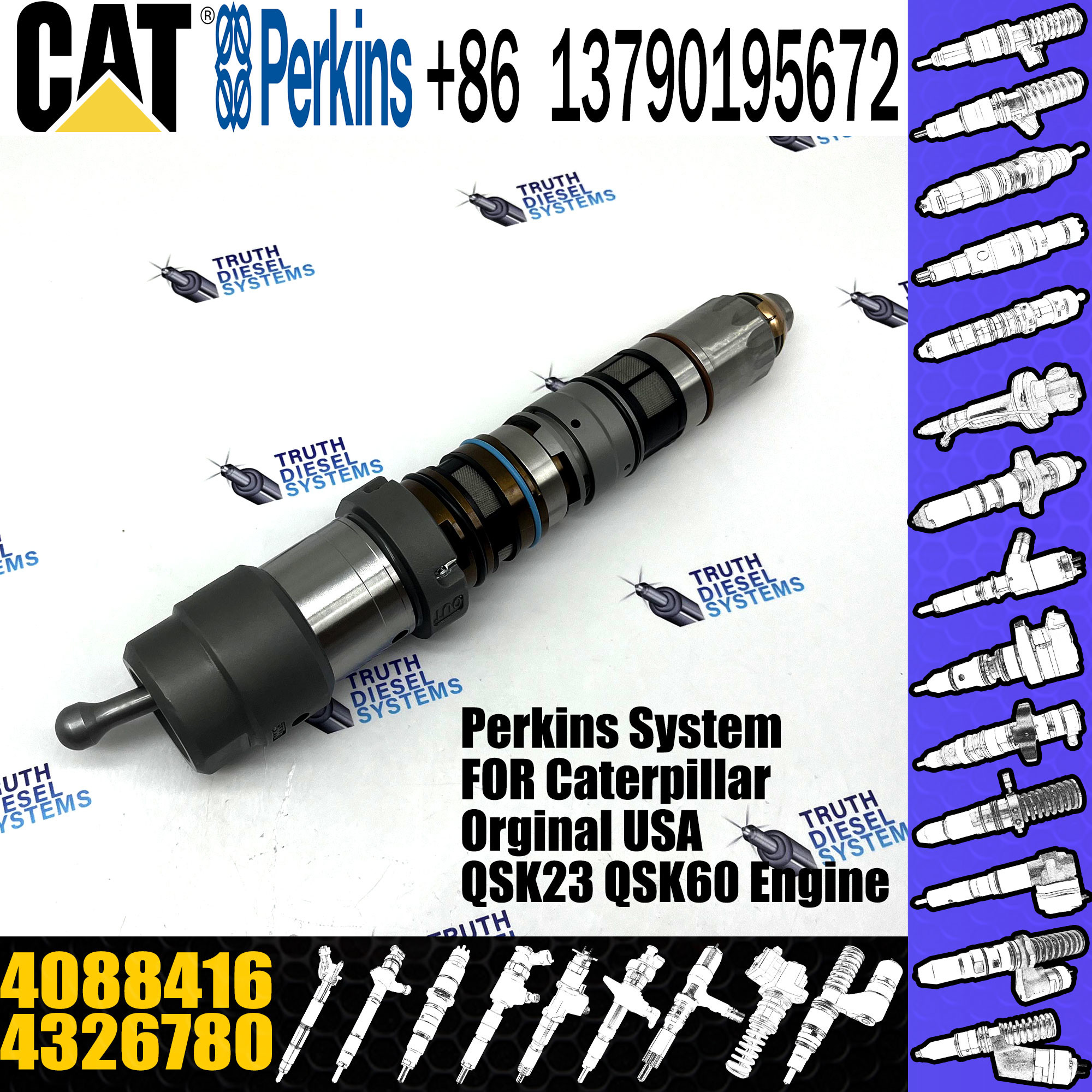 4076533 QSK23 Cummins Diesel Injector ISO 4001813 4087893 4326780 4088416