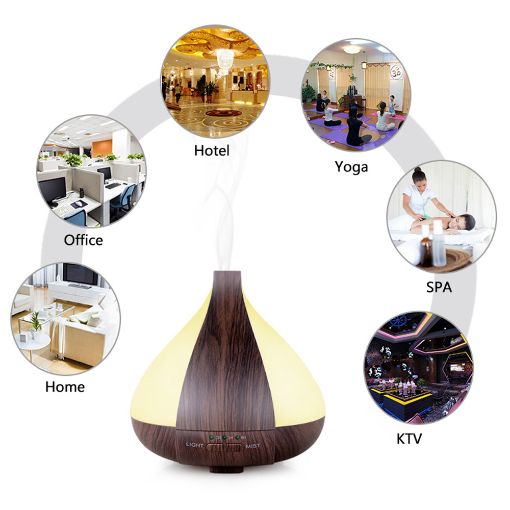 Ultrasonic 220ML Large Capacity Home Mist Wood Grain Colorful Aromatherapy Diffuser