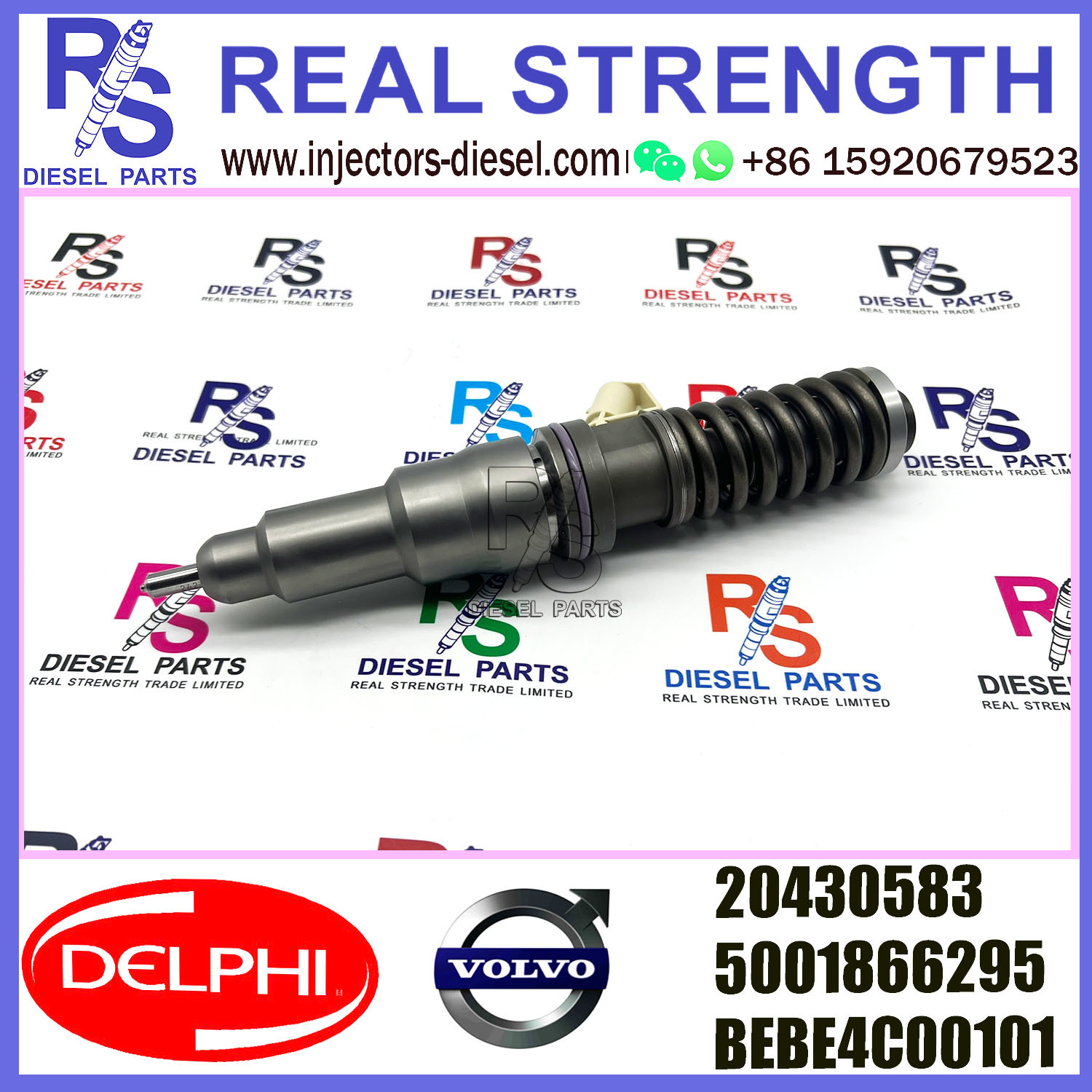 DELPHI 2pin injector 20430583 5001866295 BEBE4C00101 Diesel pump Injector V-O-L-V BEBE4C00101 E1 for D12 EURO 3