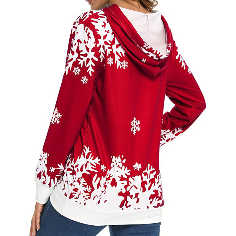 Snowflake Pattern Printed Oversize Hoodie Women'S Christmas Sweatshirt Customized