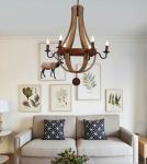 Vintage Wood Chandelier Farmhouse America Pendant Chandeliers Lighting(WH-CI-109