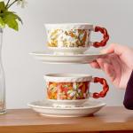 Business Gifts Ceramic Floral Cup Set Gift Box Porcelain Irregular Mug And