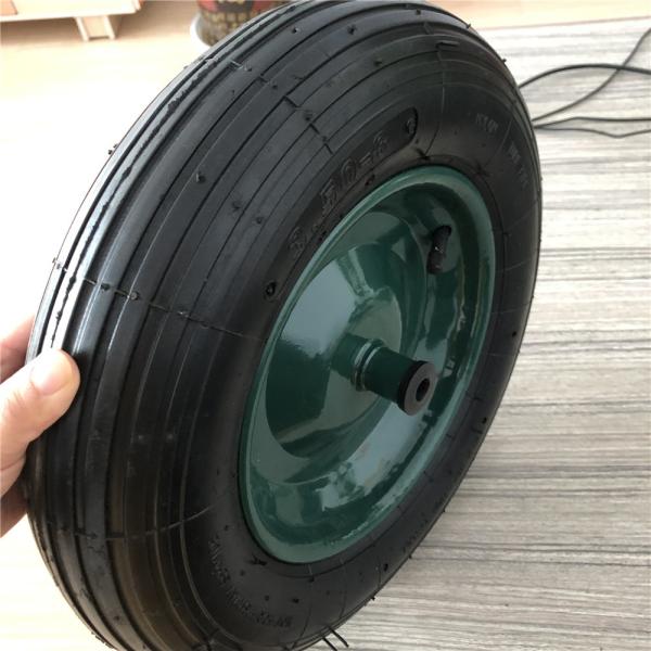 350-8 Green Steel Rim Cart Pneumatic Wheels Rubber Pneumatic Trolley Tyres