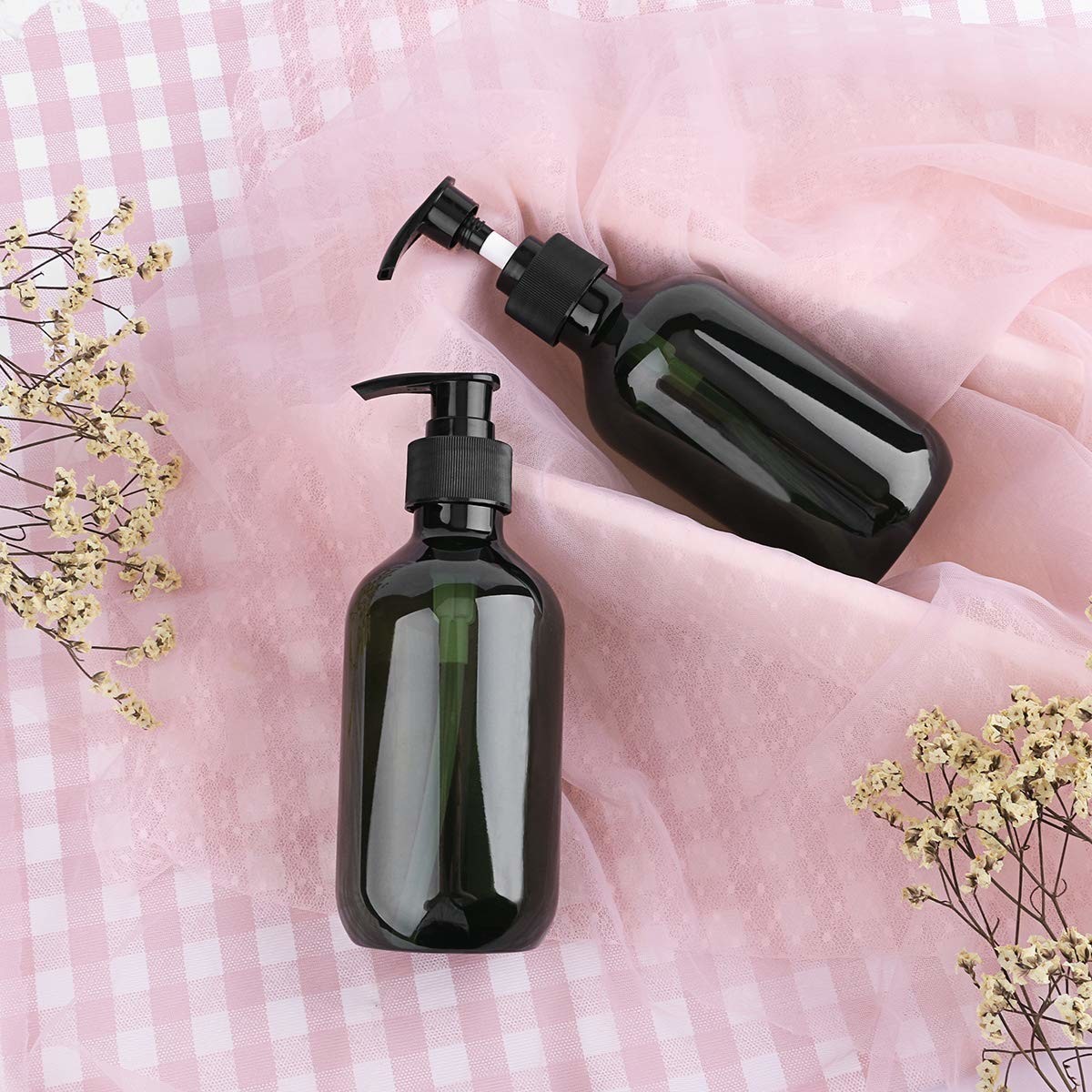 Black Pump Plastic Cosmetic Bottles 300ML Shampoo Lotion Dispenser Bottles
