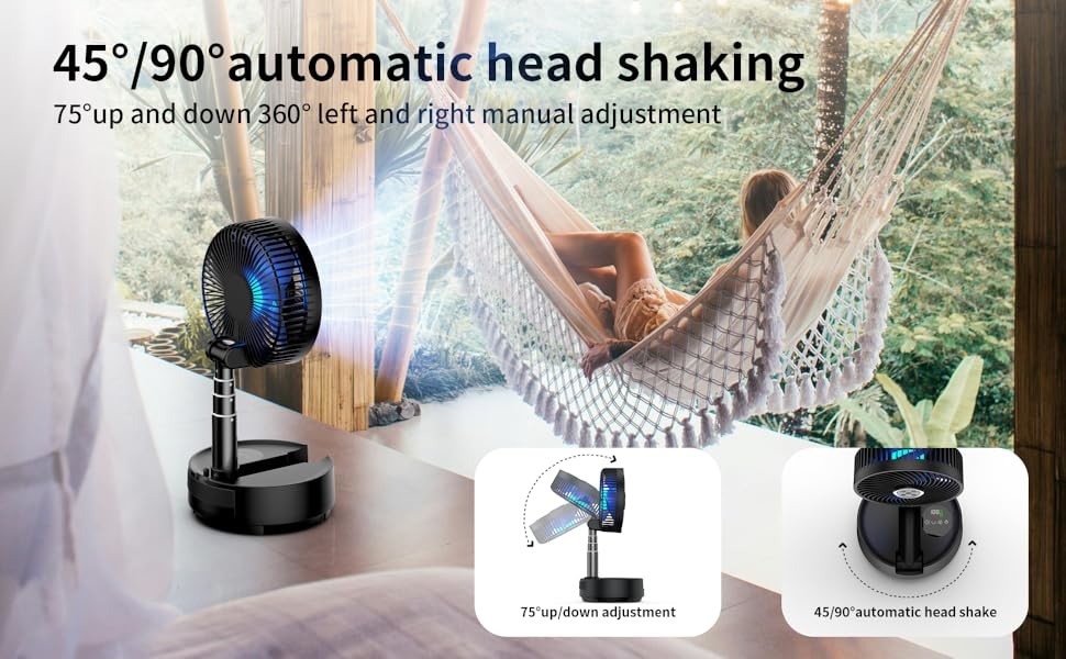 Socool Fan 20000MAh 9 Modes Stretchable 8h Timing Fan Remote Control Camping Adjustment Desk Mini Fan