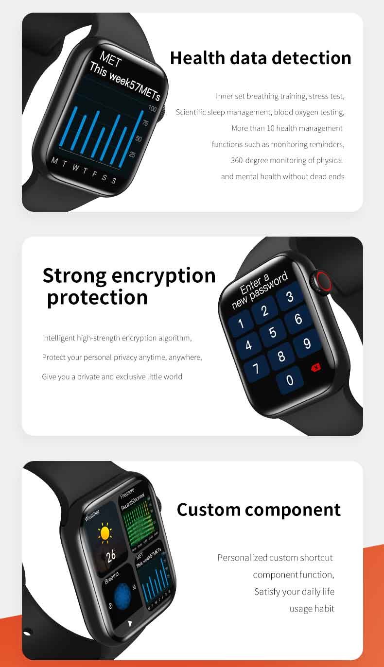 44mm 1.72" Heart Rate Bluetooth Fitness Watch Pk IWO12 W26