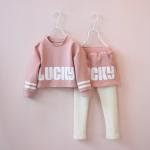 2016 Kid Girl Clothes Pinky Sport Cute Style Clothing Set 2pcs Summer Top