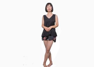 Wholesale Popular Summer Ladies Satin Pyjamas Blackless Tank Tops With Fashion Lace And Short Pant from china suppliers