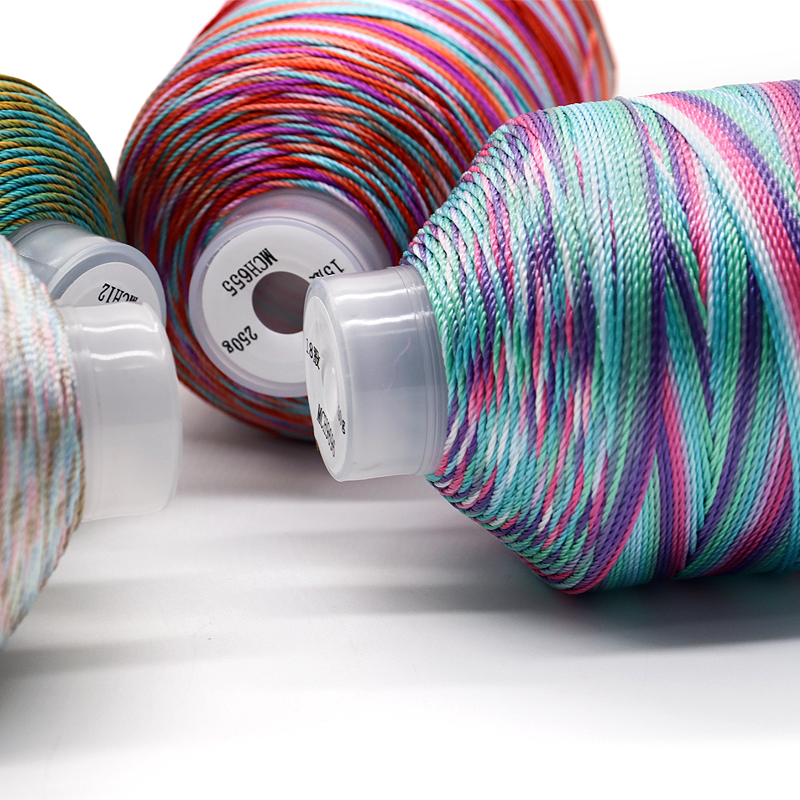 Low Shrinkage 100% Polyester Multi Color Sewing Threads for Yarn Count 3Plys Weaving Crafts