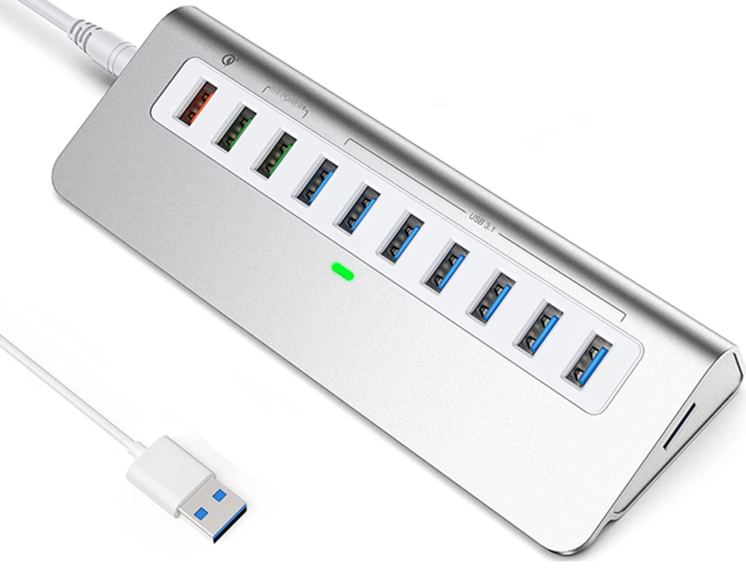 USB Type-C to Ethernet Adapter with 14 USB Ports 1000 Mbit/s Gigabit RJ45 LAN Hub