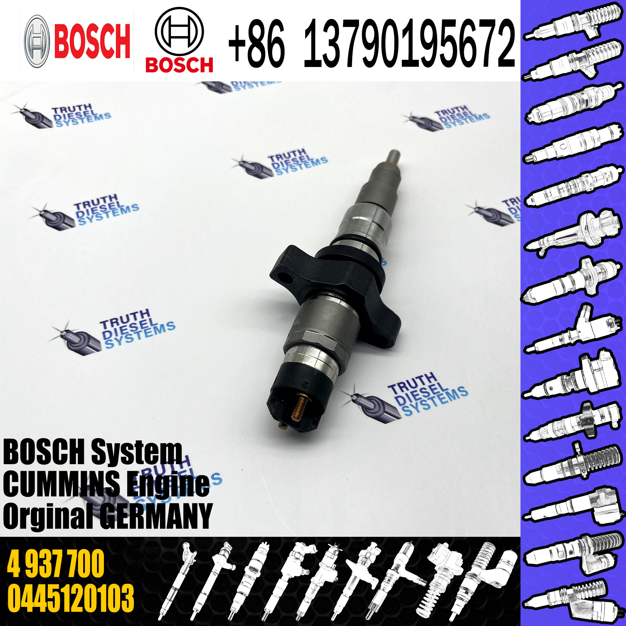 Fuel Injector DE801 4937700 3972887 3968158 for Cummins 5.9L ISB 24V Engine for Dodge Diesel Generator Engine Spare Part