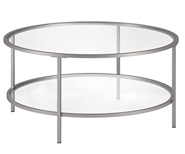 Durable Round Glass Coffee Table Living Room Furniture 17" H X 36" L X 36" W