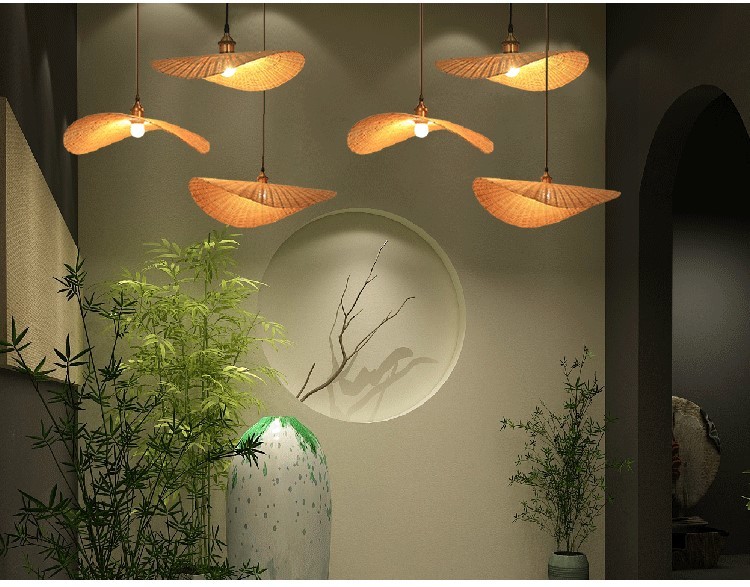 Chinese Hand Knitted Bamboo Pendant Lights Weaving Hanging Lamp Garden Restauran bamboo chandelier(WH-WP-26)