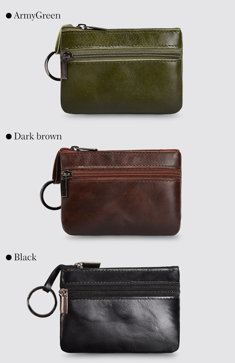 Genuine Leather Mini Multifunctional Coin Purse Retro Zipper Key Short Clutch Bag