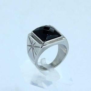 Wholesale stainless steel ring with black glass stone LRX84 from china suppliers