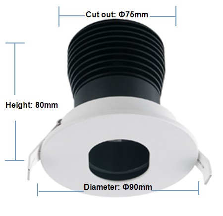 wall washer 7w LED spotlights with narrow beam angle and warm white CCT